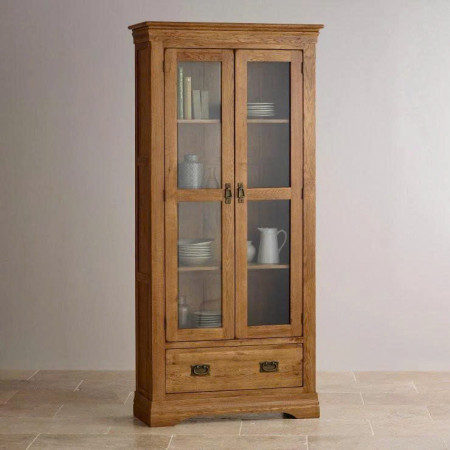 French Oak : Kệ 2 Cánh Kính Gỗ Sồi